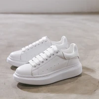 2020 women white casual shoes new model genuine leather fashion sneakers 4cm high platform lace up women flat shoes