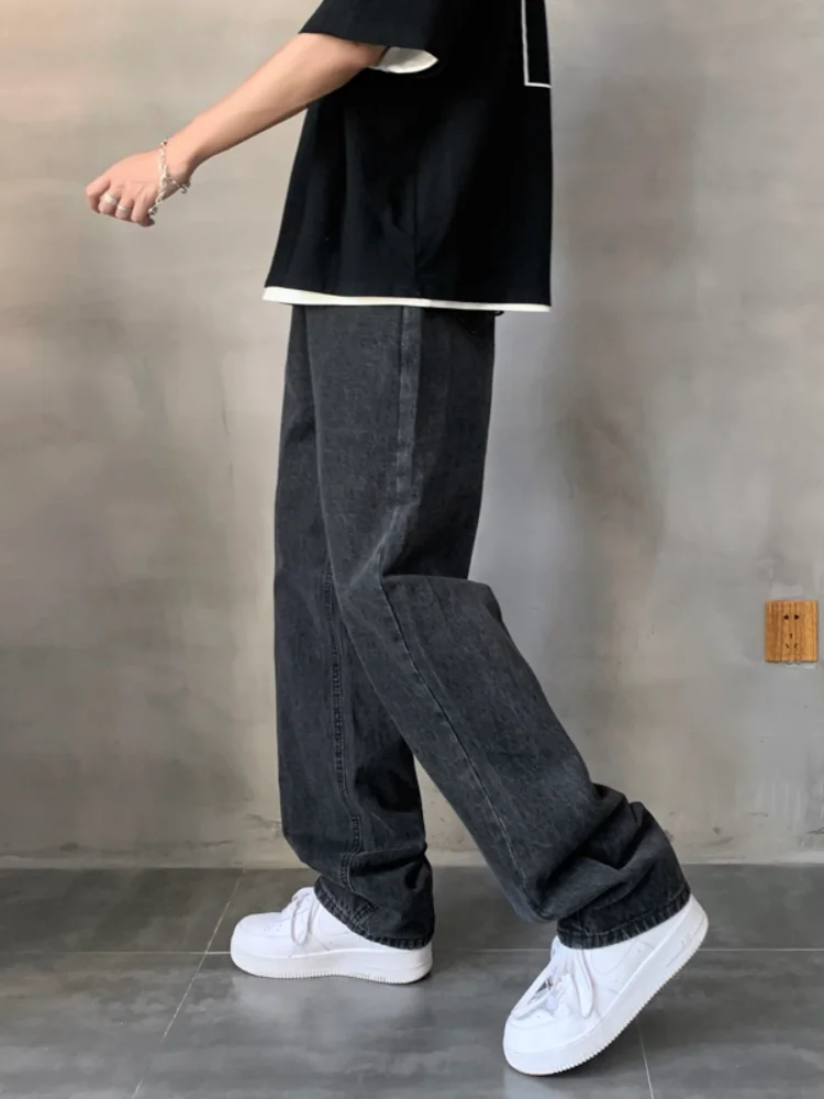 

Wide Leg Jeans Men's Fashion Casual Baggy Black/blue/white Jeans Men Streetwear Loose Hip-hop Straight Denim Trousers Mens M-3XL