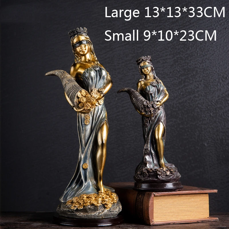 

2021 European Style Goddess of Wealth Art Sculpture Character Retro Style Study Bookcase Crafts Home Accessories Ornaments