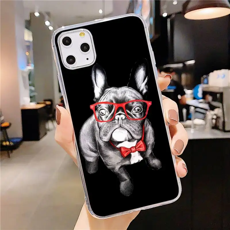 

Cute Funny French Bulldog Phone Case Transparent soft For iphone 5 5s 5c se 6 6s 7 8 11 12 plus mini x xs xr pro max