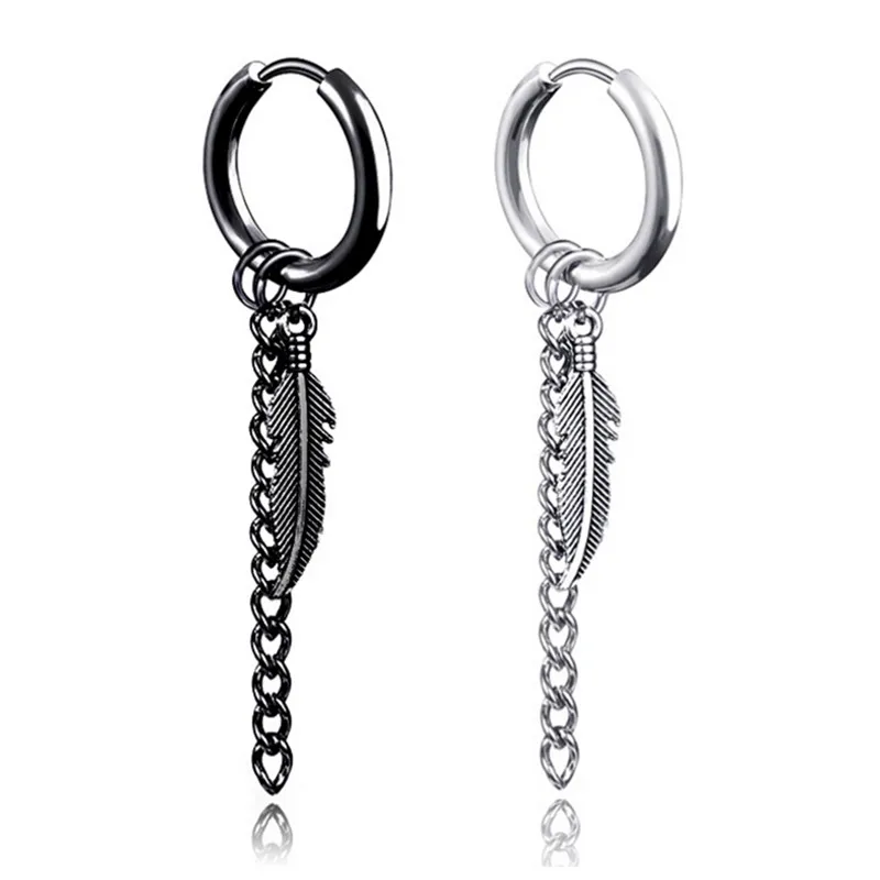 1 шт. черный белый цвет покрытием мужские тассель цепь K серьги ребята ювелирный