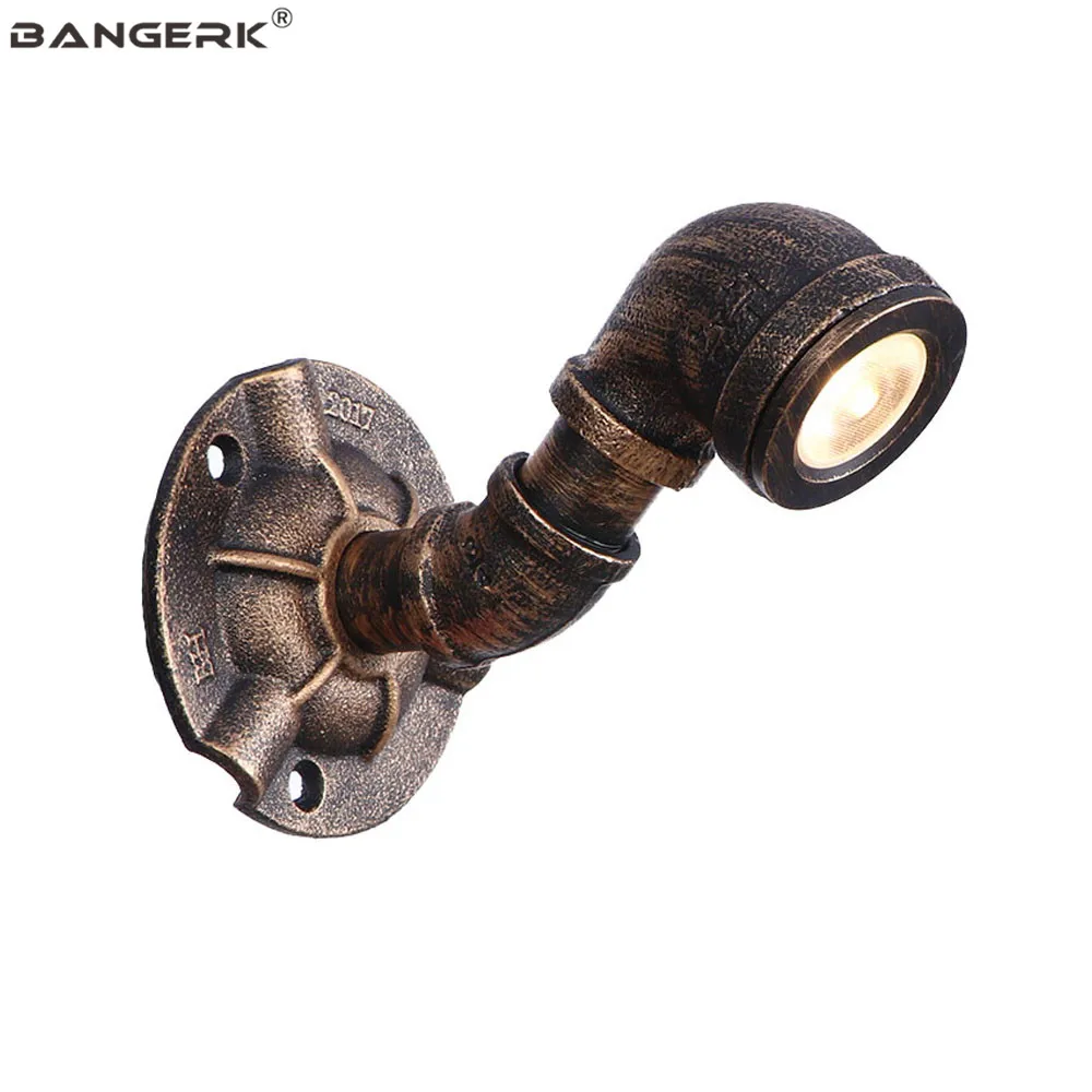 

Indoor LED Sconces Retro Water Pipe Wall Lamp Loft Rust Iron Wall Light Industrial Luminaire Aisle Bedside Home Decor Lighting