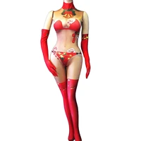 personality pattern printing bodysuit women christmas party evening costumes ladies nightclub performance dance stage costume