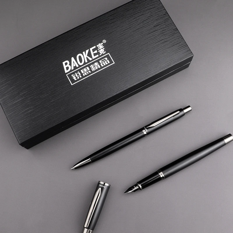 

Baoke T12 Fountain Pen + Ballpoint Pen Pearl Black Pen Holder Gift Box High-end Business Pen Office Supplies with Gifts