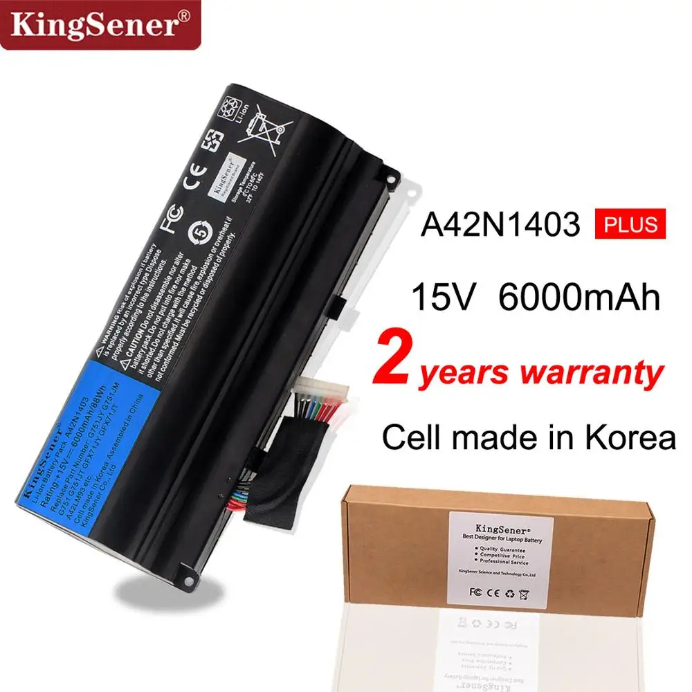 

KingSener 15V 6000mAh Korea Cell A42N1403 Battery for ASUS ROG G751 G751JY G751JM G751JT GFX71 GFX71JY GFX71JT A42LM9H A42LM93