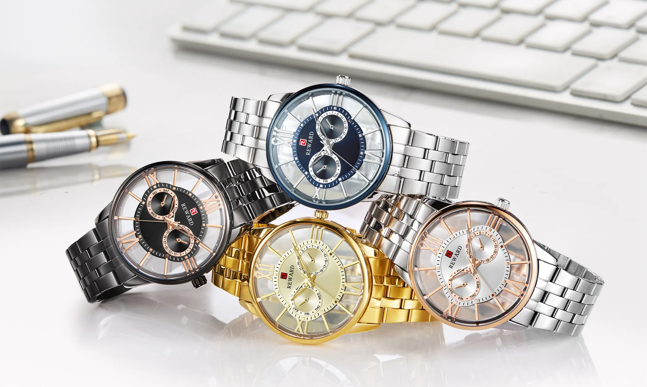 Награда мужские деловые часы высшего качества Роскошные Кварцевые из