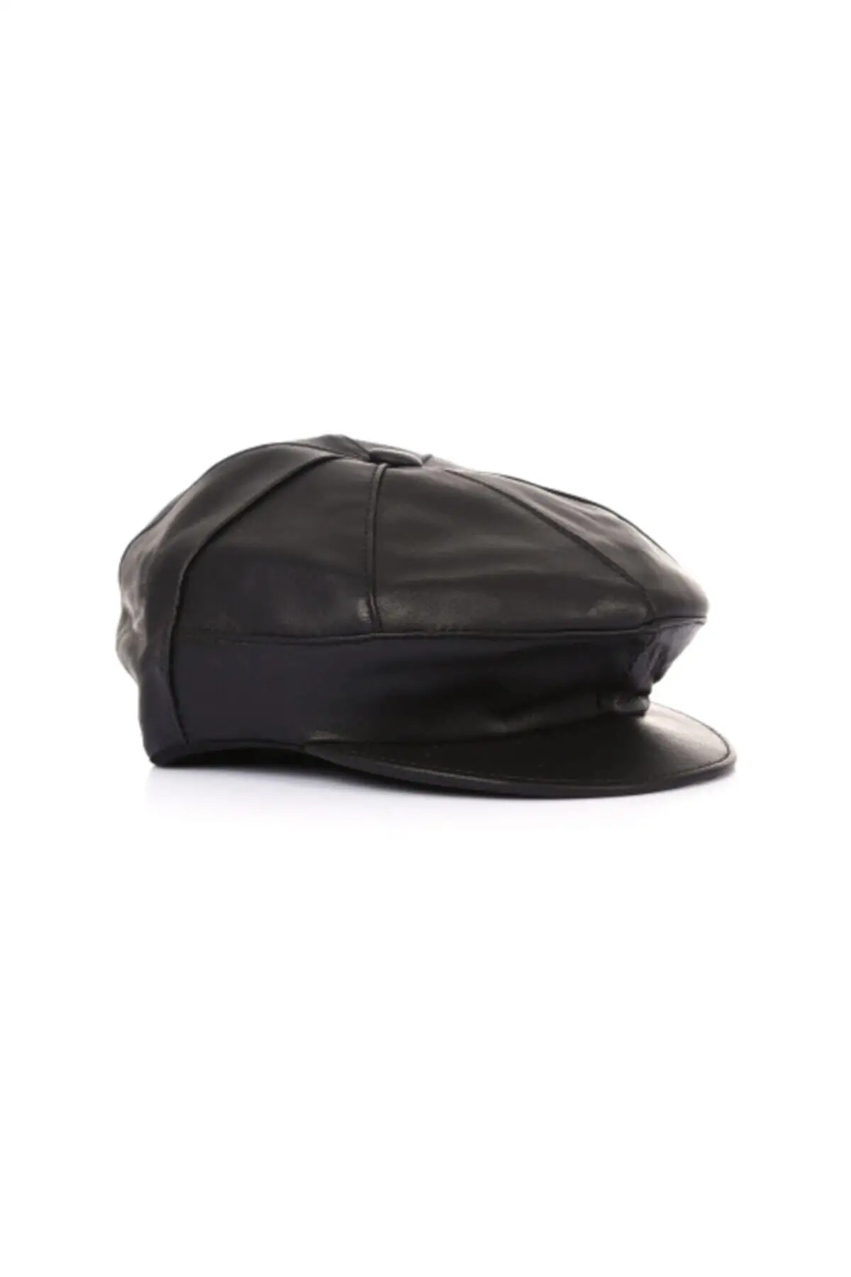Unisex Black Genuine Leather Beanie Hat Fashion Completely Genuine Leather Elastic Back Cap-Best Price-Women Line-men Leather Hat