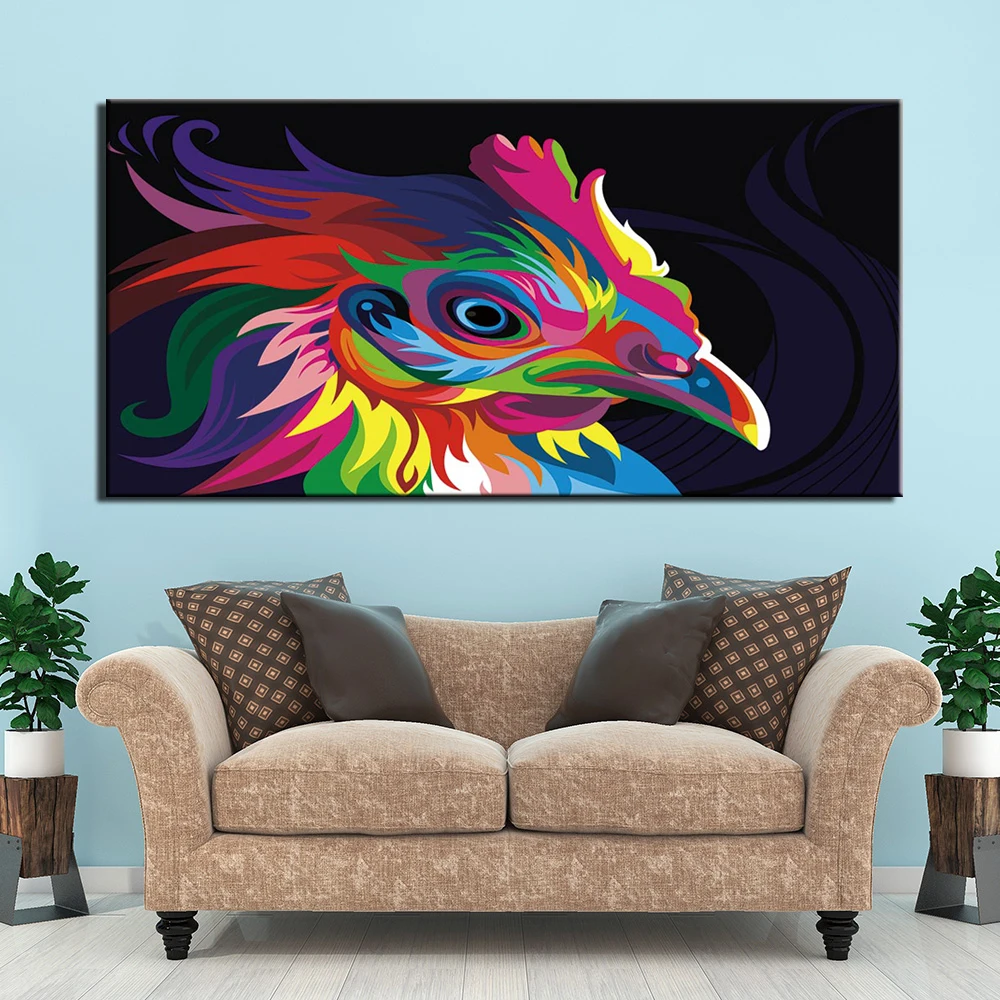 

1 Panel Canvas Pictures For Living Room Wall Art Poster Framework Colorful Chicken Paintings Landscape Home Decor