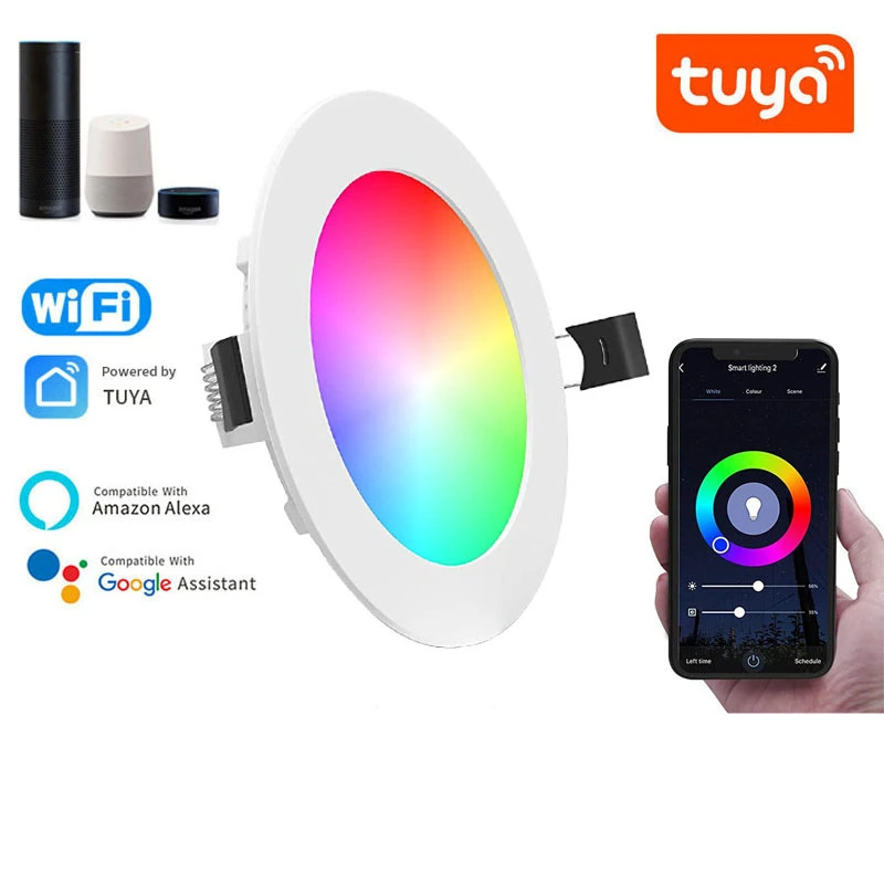 Умная Светодиодная лампа Alexa с RGB-подсветкой встросветодиодный приглушаемый