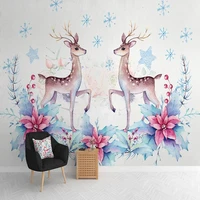 custom mural wallpaper 3d stereo flower elk animal photo wall painting childrens bedroom background wall decor papel de parede