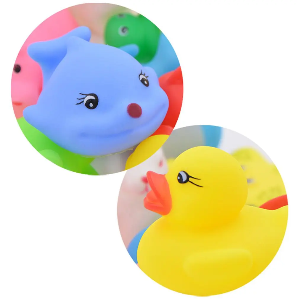 10 Pcs/set Baby Cute Animals Bath Toy Swimming Water Toys Soft Rubber Float Squeeze Sound Kids Wash Play Funny Gift