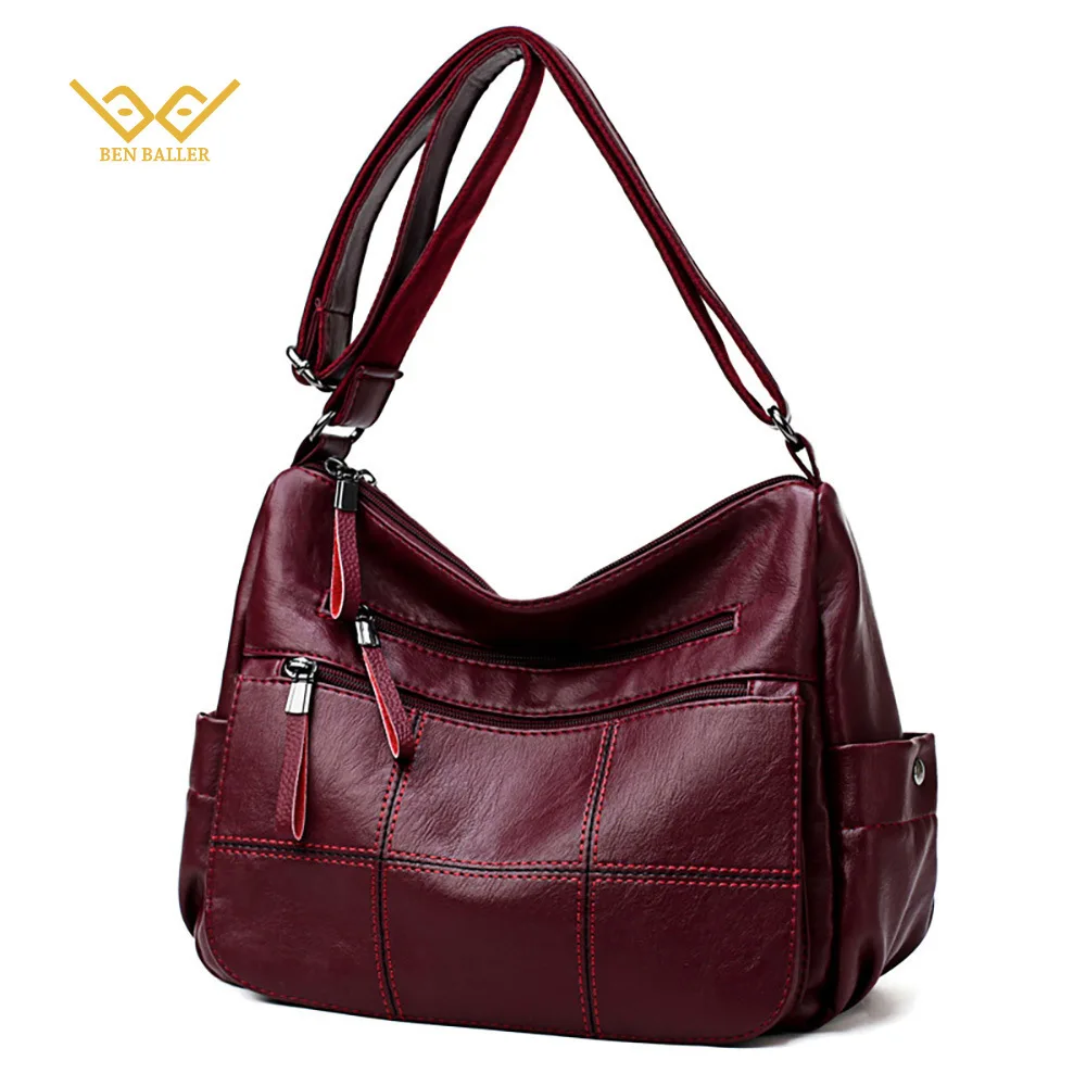 

BEN BALLER Women's Shoulder Bags Large Capacity PU Crossbody Bag Korean Version Fashion Simple Sheepskin Pattern Messenger Bag