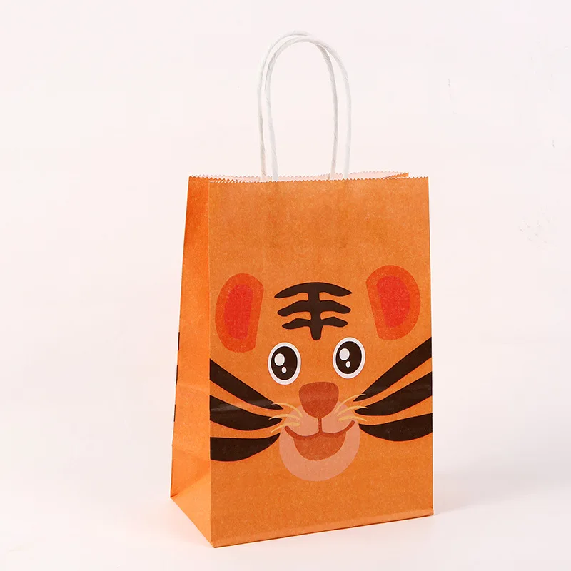 

5Pcs 15x11x6cm Jungle Safari Animal Zoo Happy Birthday Party Paper Kids Gift Cookies Packaging Bags Baby Shower Decor Supplies