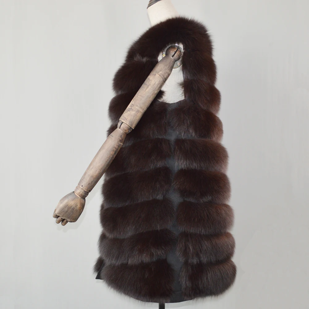 2020 Новая женская модная жилетка из натурального меха лисы 100% натуральный мягкий