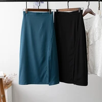 2021 spring and summer new korean side split temperament high waist skirt womens bag hip one step skirt