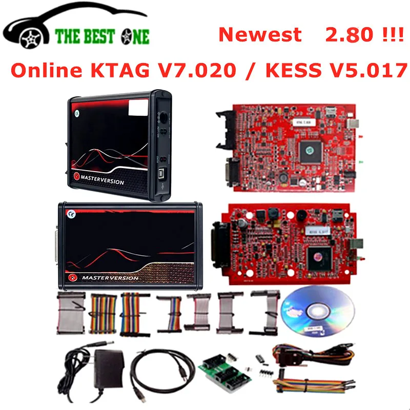 Новинка 2 80 комплект для настройки Kess V5.017 OBD2 Manager EU Online KTAG V7.020 4 светодиодный 25 KESS 5