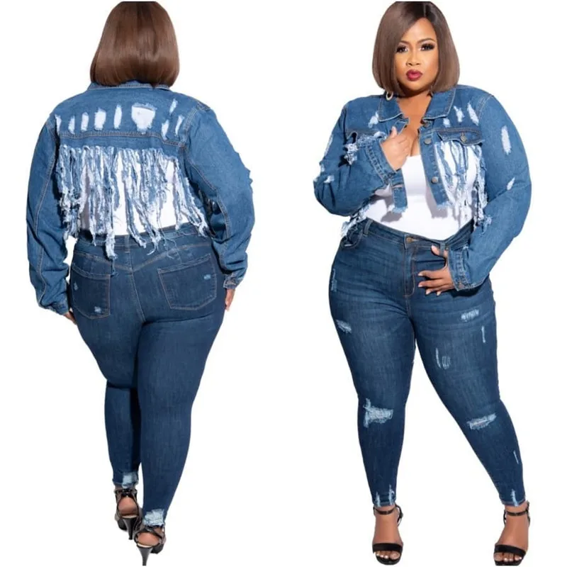 Женская короткая джинсовая куртка Adogirl модная Повседневная с длинными рукавами