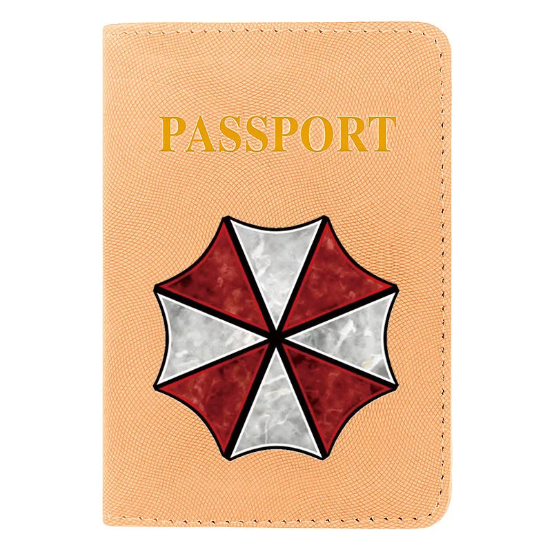 

Fashion Women Men Passport Cover Pu Leather Biochemical Company Umbrella Printing Travel ID Credit Card Holder Packet Wallet