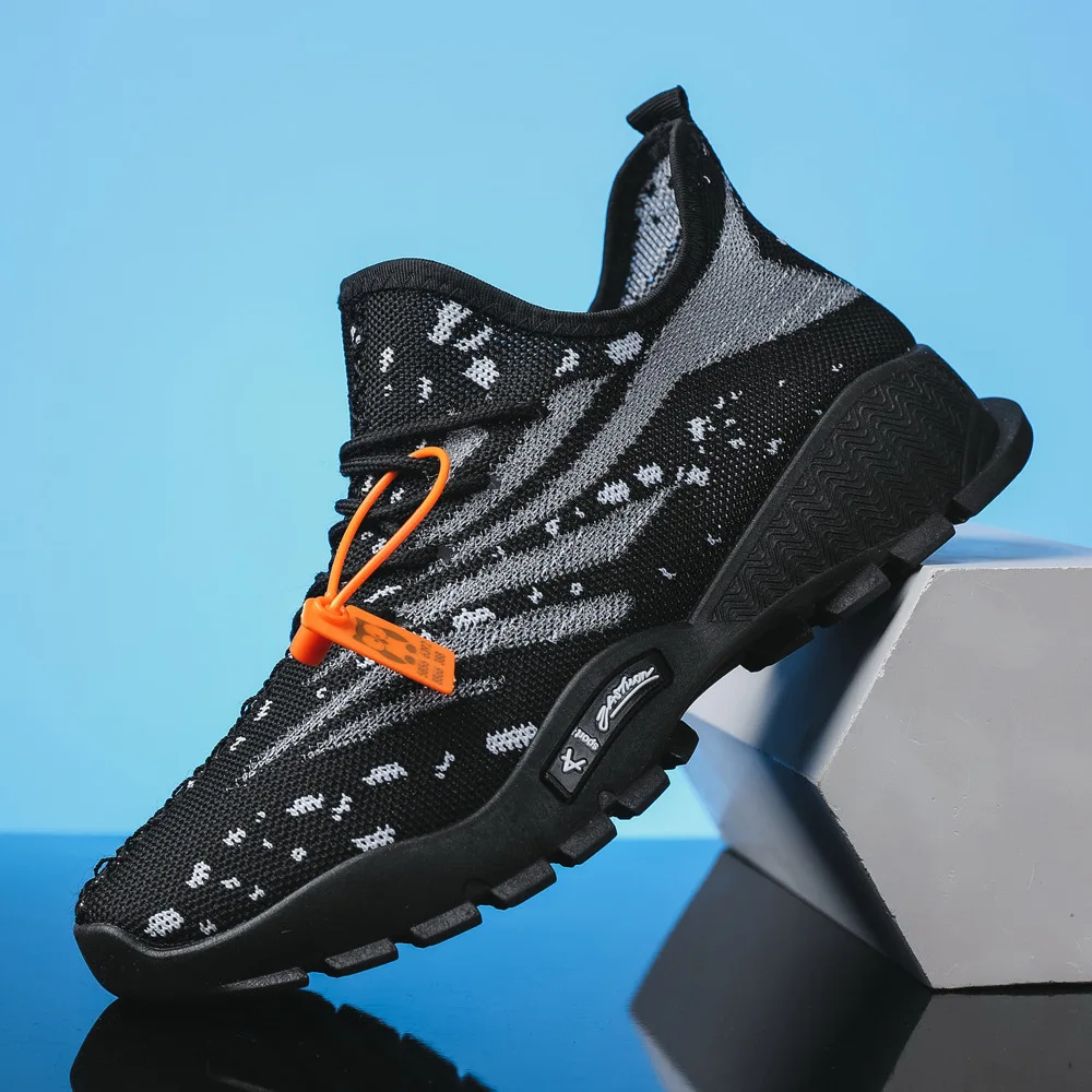 Autumn New Men's Sports Shoes Running Shoes Student Lace-up Trendy Shoes Flying Woven Breathable Casual Shoes Men Sneakers Men