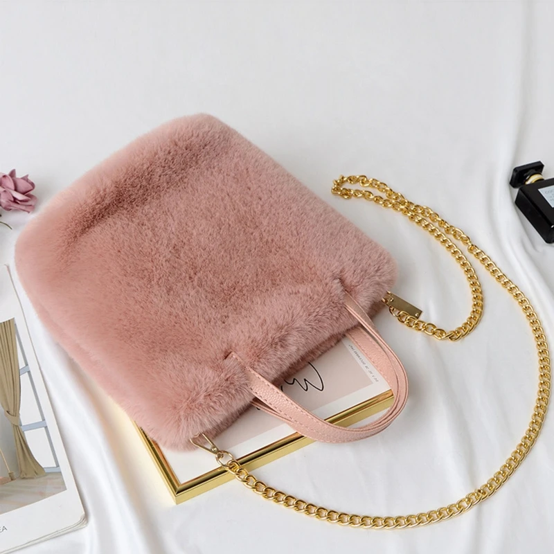 

Fashion Faux Fur Winter Bags Women Shoulder Crossbody Bag Ladies Plush Handbag Tote Purse
