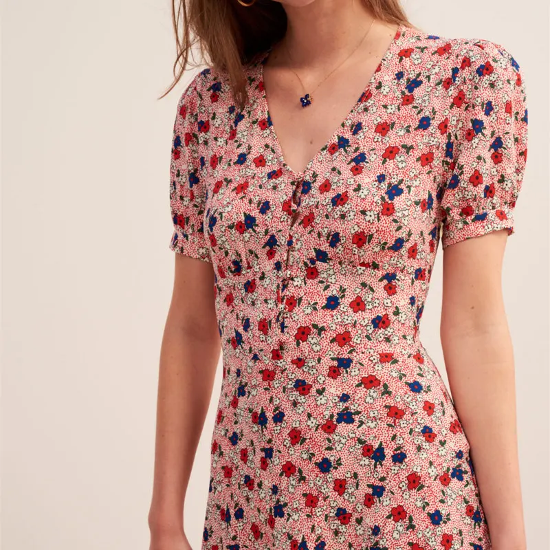 Платье-мини женское с цветочным принтом и короткой талией | Женская одежда
