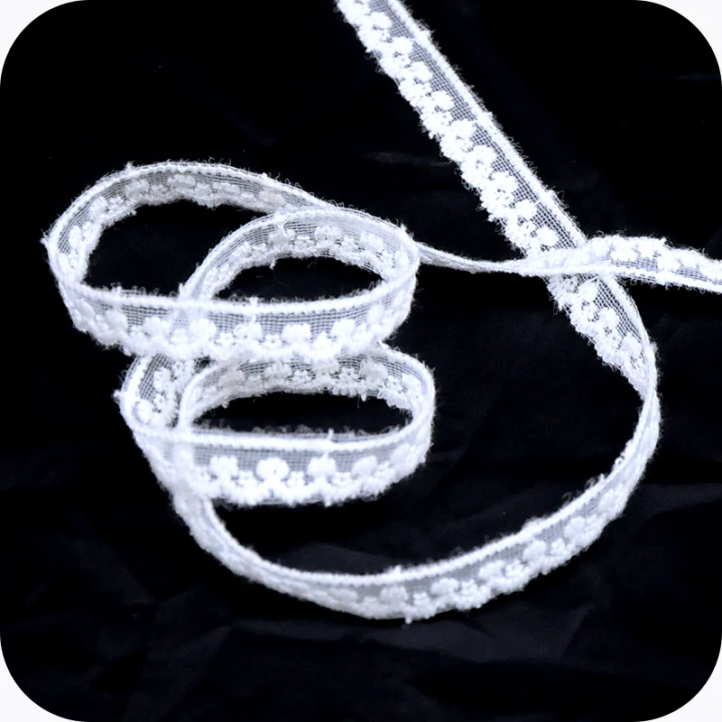 10 мм прозрачная сетчатая хлопковая Цветочная вышитая кружевная лента для