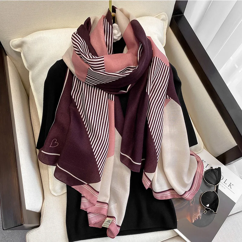 

2021 New Spring Autumn Women Scarf Cotton Shawls Pashmina Geometric Matching Ladies Warm Scarfs Female Foulard Echarpe Bandana