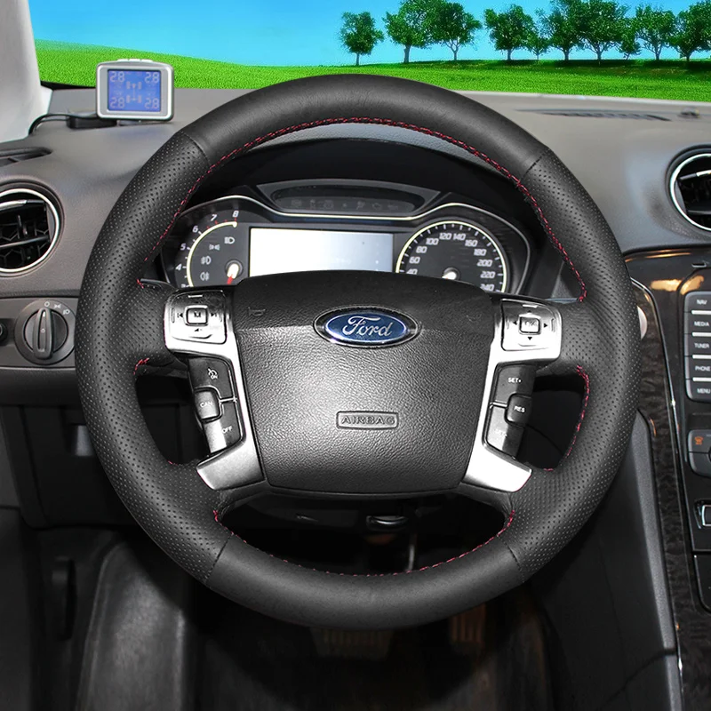 

DIY leather car interior special steering wheel cover For Ford Focus kuga new mondeo Escort edge Ecosport car wheel cover