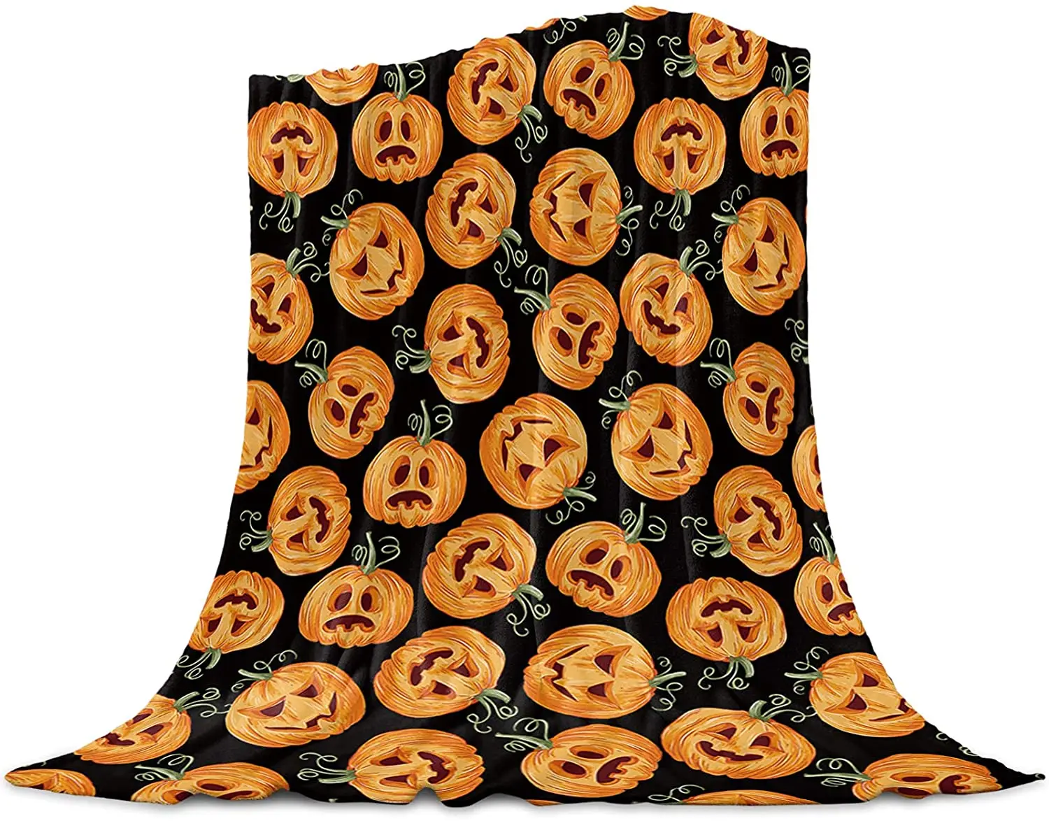 

Flannel Blankets and Throws for Couch Bed, Super Soft Cozy Lightweight Plush Throw Blanket,Halloween Theme Pumpkin Pattern