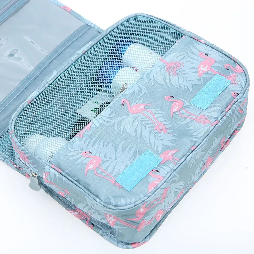 

Floral Flamingo Cactus Portable Travel Makeup Cosmetic Bag Toiletry Wash Case Organizer Storage Hanging Pouch Storage Bag