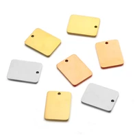 stainless steel rectangle blank square tag charms for making necklace bracelet metal blank tag pendant wholesale 20pcs