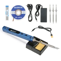 electric soldering iron with led digital display intelligent soldering iron kit with 19v power supply adapter 4 iron heads euus