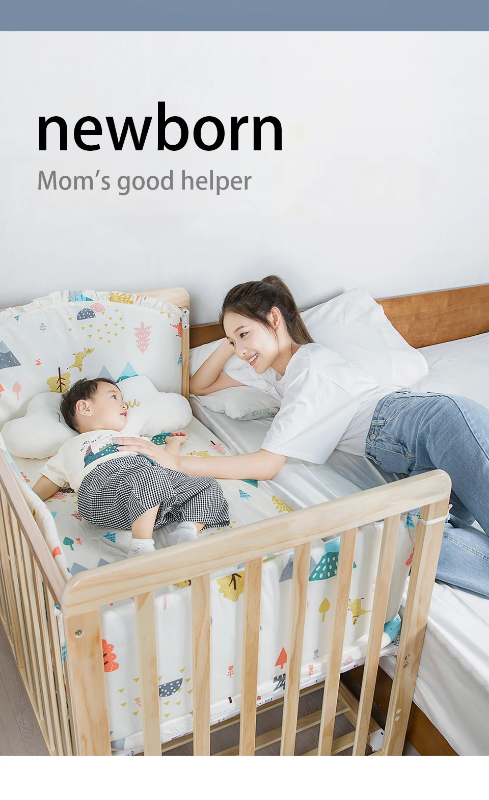 IMBABY многофункциональная детская кроватка, FSC и сертификация ЕС, Универсальные складные и регулируемые детские кроватки для новорожденных