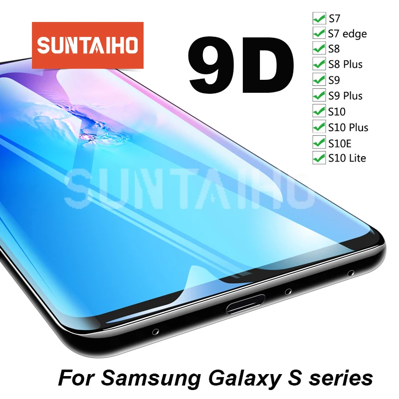 Полностью изогнутое закаленное стекло для samsung Galaxy S10 Plus S9 S8 Защитное экрана s6 edge s7