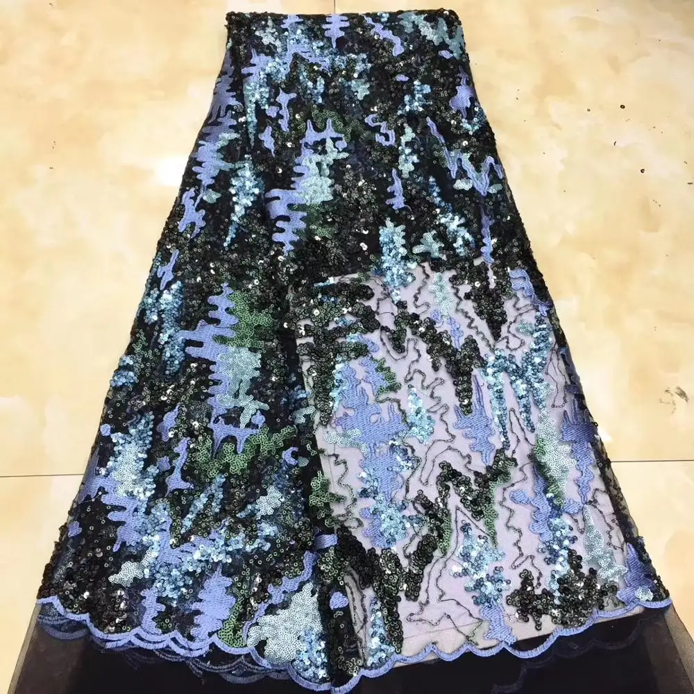

sequins lace Nigerian Lace Fabrics High Quality Tulle African Laces Fabric Embroidered Mesh Fabric For Party Dress DPSE163