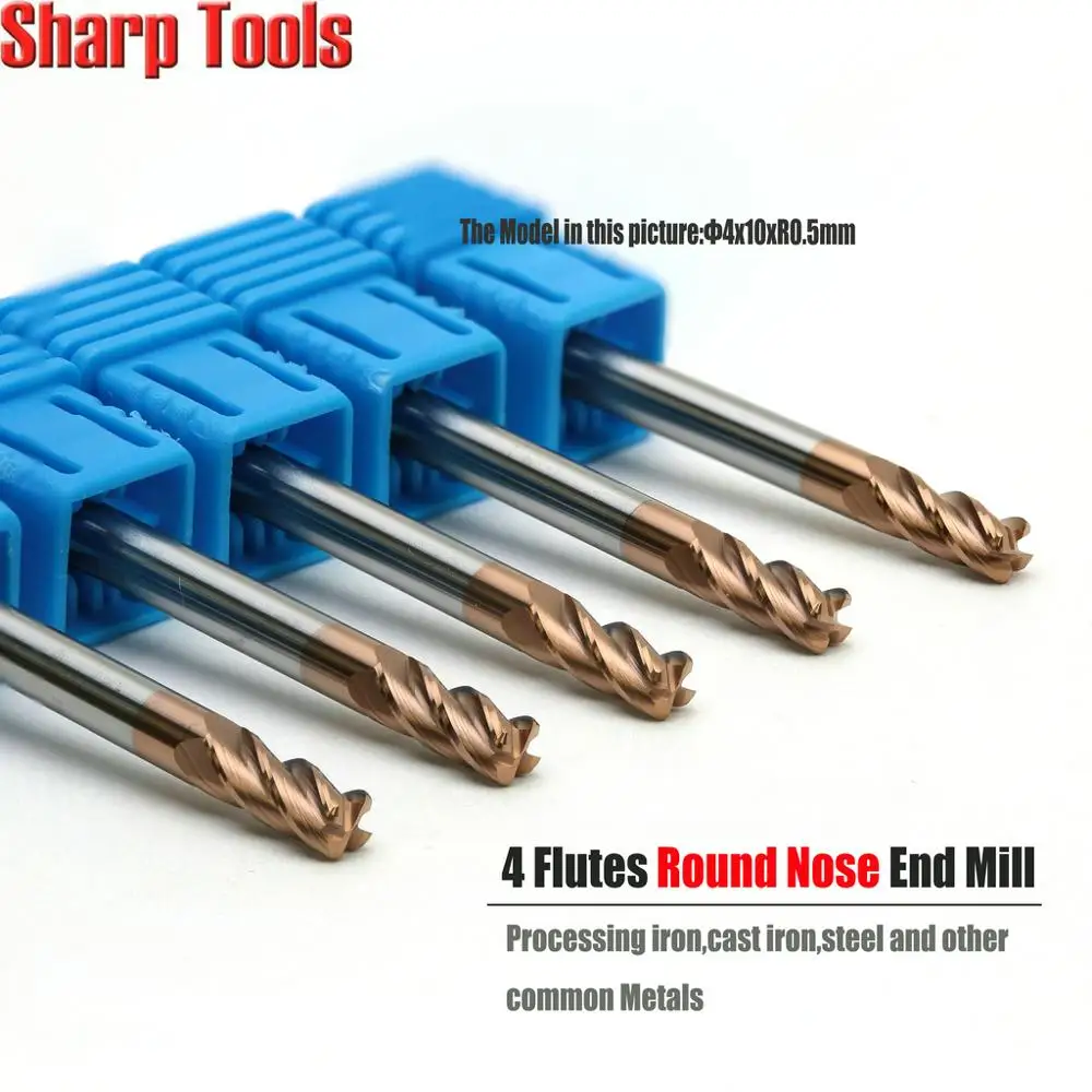 

6x5x13MM 4 Flute Corner Rounding End Mill Set Tungsten Carbide Spiral Router Bit Radius Milling Cutters CNC Metal Tools A Type