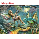 5d Diy Алмазная вышивка фея и дракон, алмазная живопись, эльф, животные, мультфильмы, полноразмерные стразы, украшение для дома