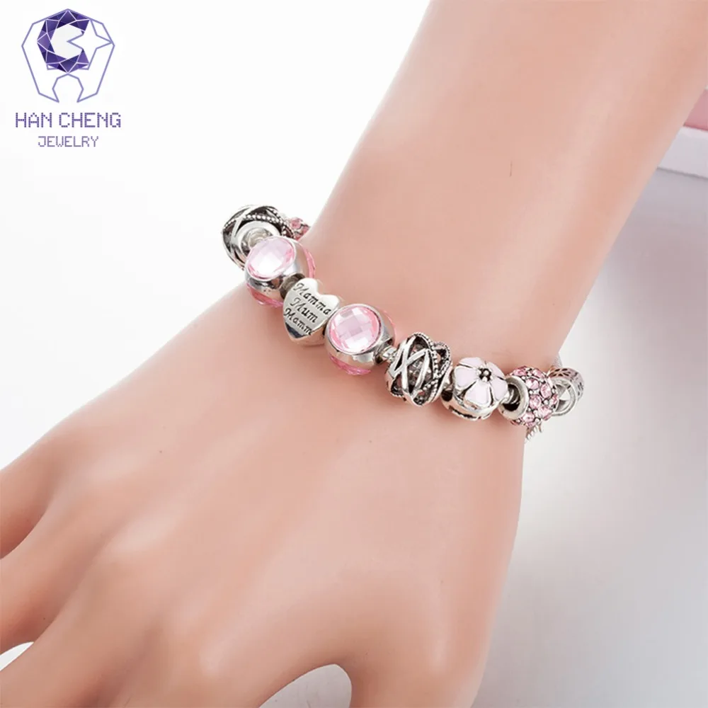 HanCheng роскошный браслет в стиле бохо с цветком и сердечком стразы Хрустальные
