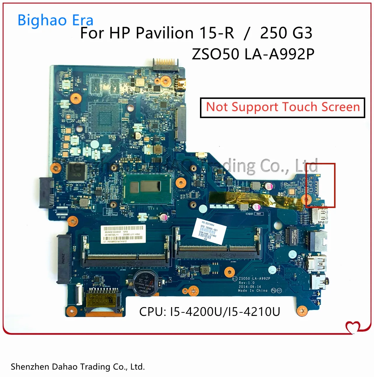 

Материнская плата для ноутбука HP 760968, G3, 15-R, 601-760968, 501-001