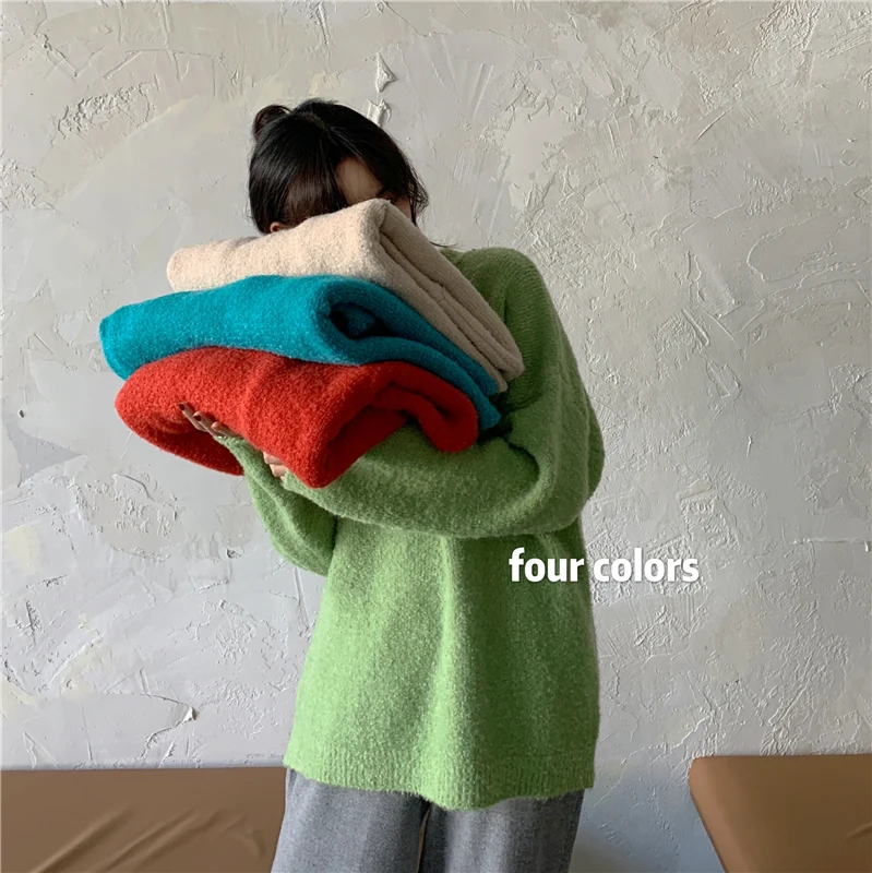 

Женские Пуловеры 4 цветов, вязаный свитер, осенне-зимние мягкие винтажные свитера и пуловеры для женщин 2021 (GY9220)