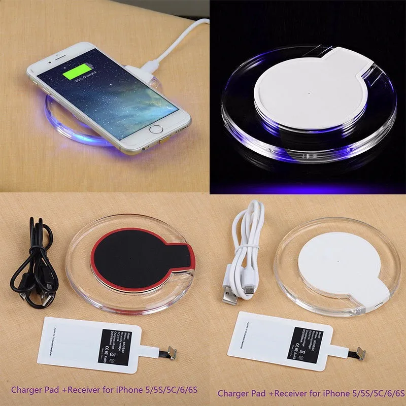 Беспроводной заряжающий передатчик Qi + приемник для Apple iPhone 4 5 5S SE 6 6S Комплект