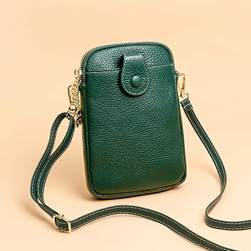 Новая женская сумка через плечо из коровьей кожи для сотового телефона