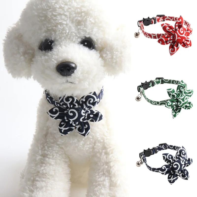 

Ошейник для домашних питомцев с цветочным принтом, регулируемые персонализированные ошейники из полиэстера для маленьких, средних и больш...