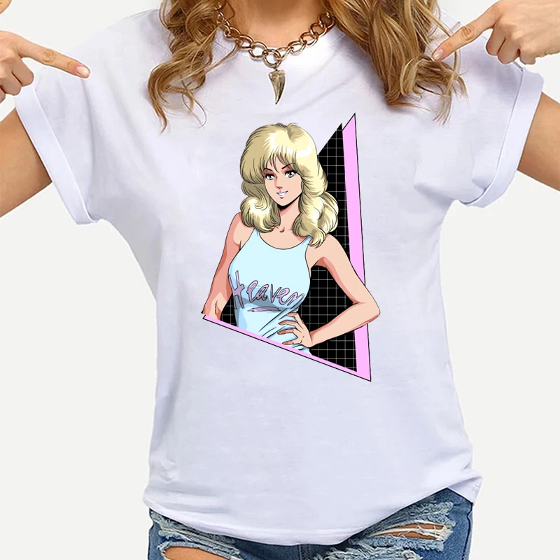 

Retro Short-sleeved Pattern Women Tee European and American Trend Y2k High Street T-shirt Female Oversized Street Leisure Tops