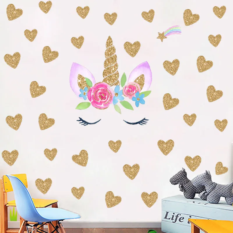 

Яркий Мультфильм Единорог стикер на стены любовь фон стены гостиной спальни домашний декор настенные наклейки для детской комнаты