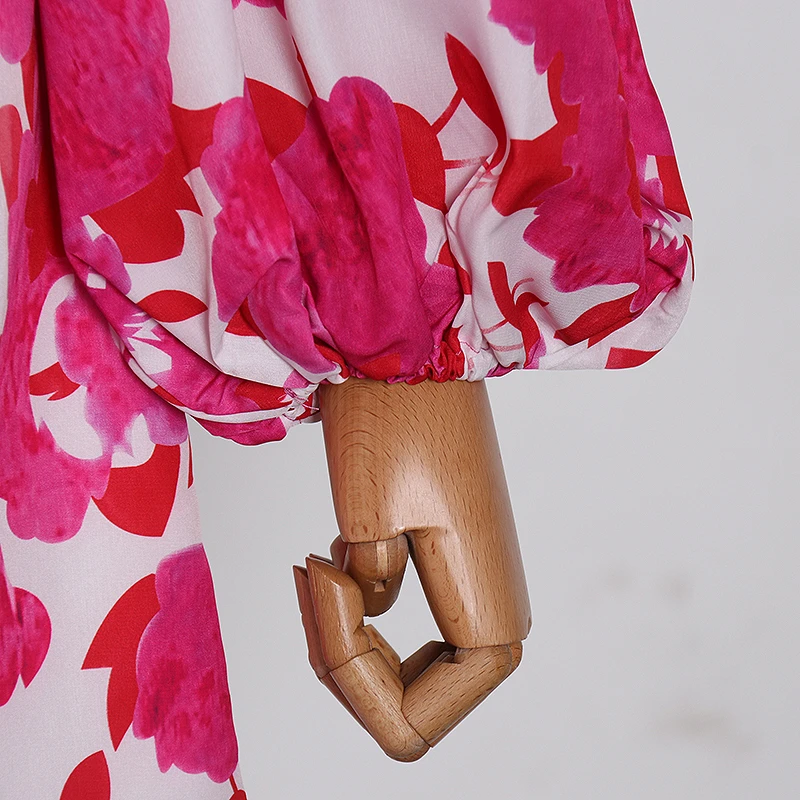 TWOTWINSTYLE винтажное женское платье с принтом квадратный воротник фонарь длинный