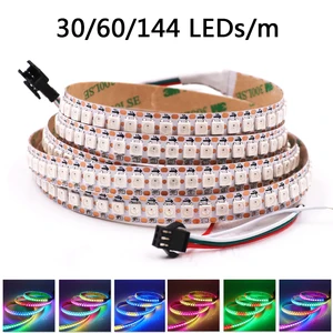 Светодиодсветильник RGB лента WS2812B SMD 5050, 5 в постоянного тока, 3060144 светодиодов на метр, полноцветная Пиксельная лампа s, водонепроницаемая гибкая RGB полоска, 1 м, 2 м, 5 м