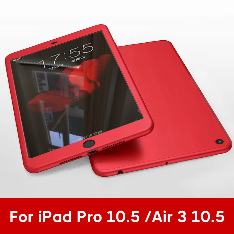 Силиконовые 360 Полное покрытие чехол для iPad 10,2 9,7 чехол для iPad mini, 4, 5, Чехол для iPad Pro 10,5 Air 1 2 3 с Стекло - Цвет: Pro 10.5 Air 3 RD