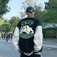 2021 baseball uniform hip hop bulldog street embroidered loose jacket harajuku female spring and autumn plus size female jacket