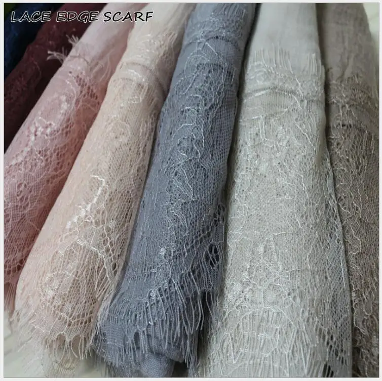 Шарф из хлопка и вискозы с кружевом 10 шт. или более| |